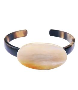 Vintage Indian Traditional Fashion <b>Bracelet</b> Sourced Buffalo Horn Bangle with <b>Black</b> <b>Onyx</b> Gemstone Handmade by Manufacturer - Product Image 4