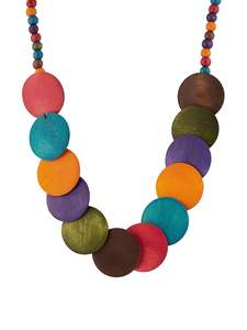 Collar de madera con cuentas multicolor, gargantillas de eslabones personalizados de la galería de moda, cuentas de cristal de semilla cortadas en corazón, fiesta bordada colorida - Product Image 4