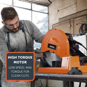 Sierra de corte de metal de 14 pulgadas con alto torque, motor de baja velocidad, cortes en bisel de precisión, base de aluminio fundido, chip integrado, eléctrica - Product Image 4