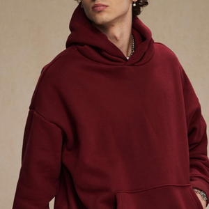 เสื้อฮู้ดผู้ชายแบบดิจิทัลทรงบ็อกซี่ฟิตเนส400 GSM สีเรียบๆฤดูหนาว - Product Image 5