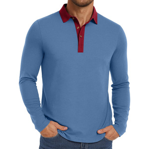 Polos Personalizables de Manga Larga para Hombre para Primavera/Verano, Tejido Jersey Transpirable con Cuello Alto y Diseño Sólido - Product Image 3