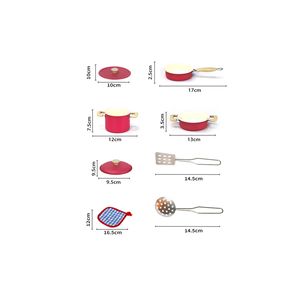 Ensemble de casseroles et poêles en émail rose Vardem 8 pièces, adapté aux enfants, collection 1818-6A - Product Image 3