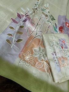 Coton lin élégant avec impression numérique et travail Kantha Saree femme fabricant de mode et fournisseur de l'Inde à bas prix - Product Image 5