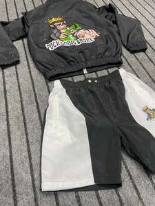 Oem <b>Men</b> Sets Two Piece Custom Windbreaker Shorts and Jacket Reflective <b>Zip</b> <b>up</b> Nylon Two Piece Windbreaker Short Set - Product Image 3