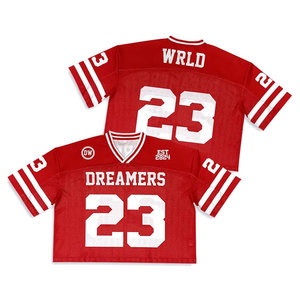 Nueva camiseta de fútbol americano con nombre y número impresos por sublimación personalizada, uniforme de Rugby, camiseta de fútbol de Color rojo de malla - Product Image 1