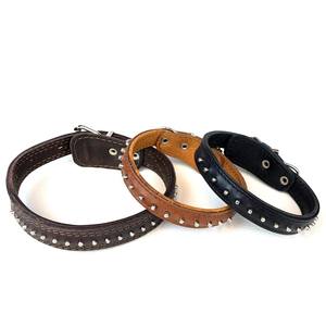 ปลอกคอสุนัขหนัง PU แท้หรูหราสำหรับสุนัขพันธุ์ใหญ่ปานกลางมีลวดลายคงทน - Product Image 4