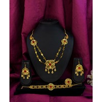 Ensemble de collier de mariée traditionnel de luxe pour femmes, finition dorée de haute qualité, style familial complet, en alliage de bijoux