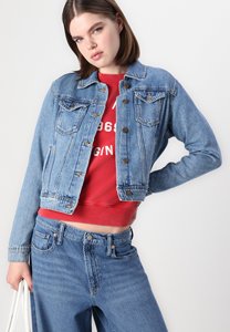 Chaqueta vaquera de mezclilla azul medio de alta calidad para mujer, cierre de botones y bolsillos diseñados para mujeres en el pecho para todas las estaciones, comodidad - Product Image 5
