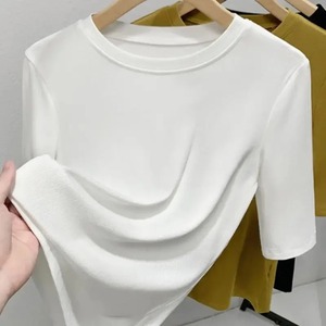 Camiseta de manga corta para mujer, ropa transpirable para mujer, Camisetas básicas ajustadas de verano, camisetas 2025 de algodón, camisetas informales con cuello redondo para mujer - Product Image 1