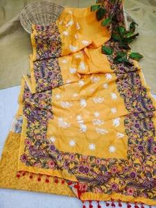 Handloom Cotton Saree Elegant Designer Indian Collection Floor-Length Lightweight <b>Fabric</b> Blouse Piece for Bridal Wedding Party - Product Image 3
