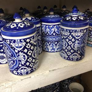 Belle poterie bleue émaillée à la main en céramique belle fleur bleue grand pot, vase de poterie bleu peint à la main, vase de décoration intérieure - Product Image 6