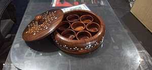 กล่อง Masala ทำจากไม้แกะสลักและทาสีด้วยมือ,เหมาะสำหรับร้านอุปกรณ์ครัวและร้านอาหาร - Product Image 3