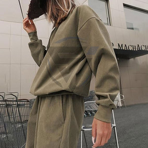 Street Style Women's <b>Vintage</b> <b>Tracksuit</b> High Quality Eco-Friendly Breathable Casual Regular Fit Knitting Zipper Hoodie Sweatpants - Product Image 4