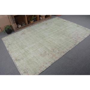 Tapis turc vintage, tapis de 6x8,8 pieds, tapis uni vert et blanc - Product Image 5