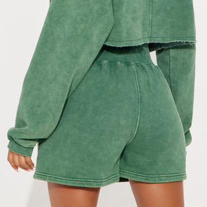 Ensemble 2 pièces pour femme, sweat à capuche et short de jogging décontracté d'hiver, lavage à l'acide, uni, fermeture éclair, polaire, streetwear écologique - Product Image 5