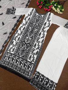 Beautiful Plazo Set Heavy Faux Georgette With Heavy 5mm Embroidery Sequence Work With Latkan Dori High Quality Micro Cotton - Product Image 4