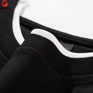 Camiseta Extra Grande para Hombre, Color Negro, Tela Suave 100% Algodón, Diseño de Cuello Redondo, Ropa Casual, Logotipo Personalizado, Pedidos al por Mayor, Primavera - Product Image 4