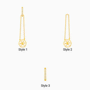 Boucles d'oreilles dorées Brahma Kamal Convertible Drop Design à la mode Convertible Hoop - Product Image 5