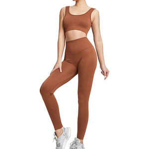 Ensemble de yoga unisexe grande taille en dentelle avec vêtements de sport sans couture, design en strass uni lavé pour le fitness et la salle de sport - Product Image 2