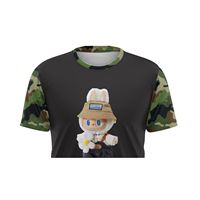 T-shirts décontractés à manches courtes en polyester/coton tricoté pour enfants Labubu, style dessin animé, streetwear tendance, vente en gros, impression personnalisée anime
