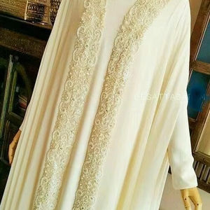 Abayas ethniques décontractées en rayonne brodées à la main pour adultes, taille XXL, Kimono à capuche pour femmes, abaya musulmane faite à la main. - Product Image 1