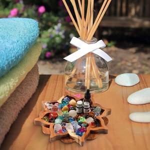 Plateau en cristal de lotus artisanal pour pierres, cristaux, pierres de guérison, support de rangement en bois pour cristaux, plateau personnalisé, fournisseur - Product Image 4