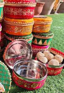 Ganesha Steel Box Decorative Gift 500 and 250 Gram Wedding Favor Eid Gift Box Sweet Laddoo Storage Box Indian Traditional Favors - Product Image 2