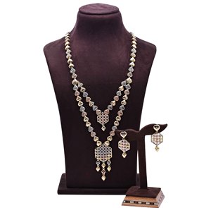 Conjunto de collares largos con cadena de caja dorada de 3 tonos al por mayor, conjunto de joyería de moda de Turquía de tres colores, conjunto de joyería de latón largo - Product Image 1