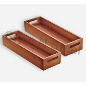 Plateau de rangement en bois avec poignée plateau de service en bois - Product Image 1