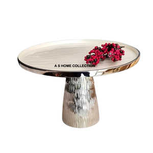 Support de fête de mariage en acier inoxydable nickelé fournitures de décoration piédestal de table à gâteau support de gâteau de mariage fantaisie - Product Image 6