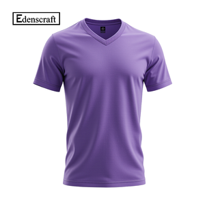 Camiseta de algodón 100% de alta calidad con cuello en V para hombre, ajuste Regular Formal, manga corta, gris sólido, tela de punto de tamaño Regular - Product Image 3