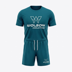 Conjunto Deportivo de Verano para Hombre Wolson Industry, Camiseta y Pantalones Cortos Deportivos Personalizados, Transpirables, con Soporte para la Espalda, Ropa Deportiva de Alto Rendimiento - Product Image 1