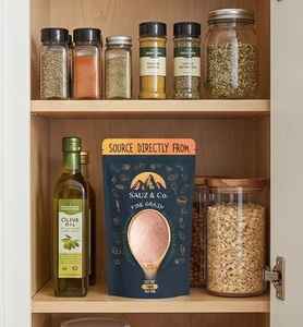 Premium Printed Stand Up Pouch 400gm Himalayan <b>Pink</b> <b>Salt</b> Food Grade Fine Grain Gourmet Table <b>Salt</b> Sauz & Co Brand Factory Direct - Product Image 3