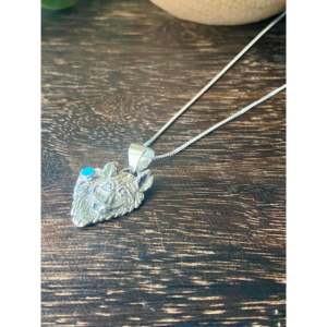 Navajo Handmade Cultural Collectible Turquoise & Sterling Silver <b>Wolf</b> <b>Necklace</b> - Product Image 3