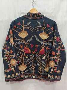 Chaqueta de Algodón con Bordado Suzani Estilo Boho para Mujer, Cuello Mao, Transpirable, Ecológica, Resistente al Viento, Manga Larga, No Tejida - Product Image 5