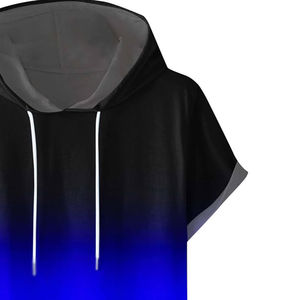 Venta al por mayor de sudaderas con capucha de manga corta para los hombres ligeros transpirables de manga corta de color teñido capucha camisas Casual hombres ropa sudaderas con capucha - Product Image 5