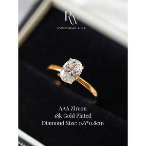 Anello Sigillo Ovale Placcato Oro 18K con Diamanti, Stile Casual, Impermeabile, Anti-Appannamento, con Zirconi Scintillanti - Product Image 6