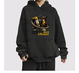 Sudaderas con capucha para hombre de alta calidad lavadas con ácido impresas al por mayor de peso pesado - Product Image 4