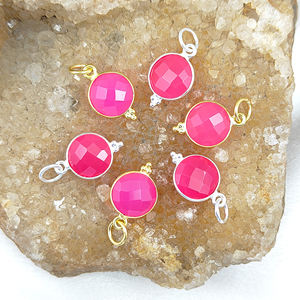 925S Argent Chaud Calcédoine 8 MM Pierres Précieuses Lunette Ronde Plaqué Or Charme Pendentif Bijoux Pendentifs Faits À La Main - Product Image 5