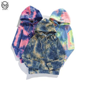 เสื้อฮู้ดย้อมสีมัดย้อมสำหรับผู้ชายเสื้อฮู้ดแบบสวมหัวผ้าคอตตอนเทอร์รี่100% กำหนดเองได้ - Product Image 5