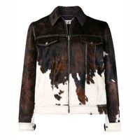 Veste en cuir de vachette à imprimé vache noir et blanc de luxe pour hommes, collection d'hiver