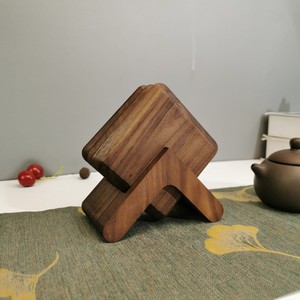 Posavasos de madera de acacia más populares Juego de regalo de Venta caliente Taza de té de forma cuadrada sostenible Posavasos de resina con aislamiento de madera de pizarra - Product Image 4