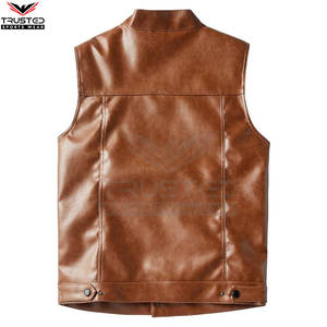 Nuevo diseño de moda Casual transpirable de alta calidad al aire libre de invierno Chaleco de cuero motocicleta estilo personalizado para hombres - Product Image 4