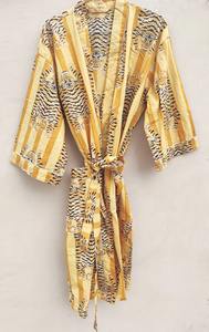 Lounge Wear Kimono en coton imprimé tigre rayé-Peignoir polyvalent et couverture de plage - Product Image 3