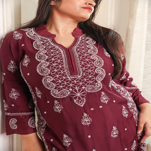 Premium Modal Tunique Kurti pour les femmes Élégant à manches longues Designer Top Léger De Luxe Ethnique Porter Des Robes Longues-OEM - Product Image 2