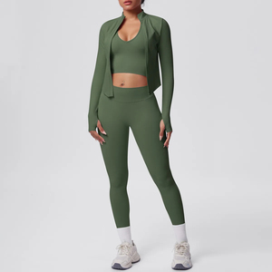Trendy 3PCS <b>Yoga</b> Tracksuit Women Breathable Sportswear Set Gym Bra Leggings and Athletic <b>Jacket</b> Spandex/Nylon Eco-Friendly - Product Image 6