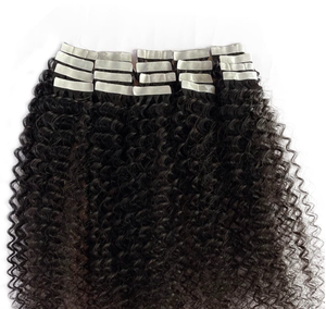 ผมต่อแบบใช้เทปมัดผมมนุษย์ผมหยิกเป็นลอนแบบเวียดนามสีดำธรรมชาติ1กก. - Product Image 1