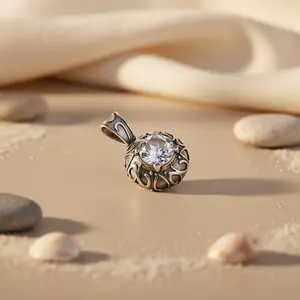 Pendentif en argent 925 fait à la main avec zircone cubique pour femmes, or rose, à porter tous les jours, cadeau, style religieux, pendentifs à breloques, motif numérique - Product Image 3