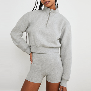 Meilleur pull à manches longues pour femme vierge demi-fermeture éclair coton rue pull pour filles automne col montant sweat-shirt - Product Image 2