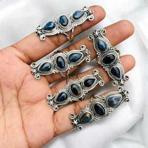 Anillo de diseño de Plata de Ley 925 al por mayor, juego de bisel de piedras preciosas de pietersite original, joyería hecha a mano de moissanita para fiestas - Product Image 3